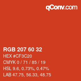 カラーコード: RGB 207 60 32 | qconv.com