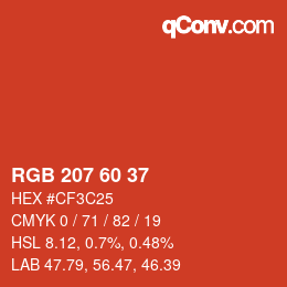カラーコード: RGB 207 60 37 | qconv.com
