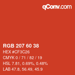 Color code: RGB 207 60 38 | qconv.com