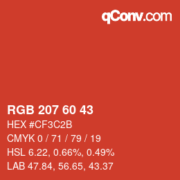 颜色代码: RGB 207 60 43 | qconv.com