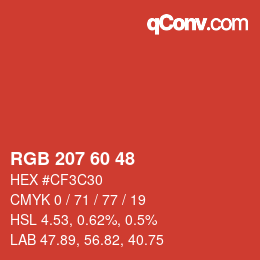 颜色代码: RGB 207 60 48 | qconv.com