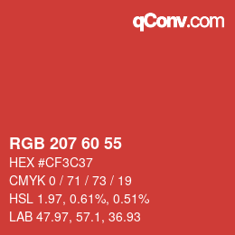 カラーコード: RGB 207 60 55 | qconv.com