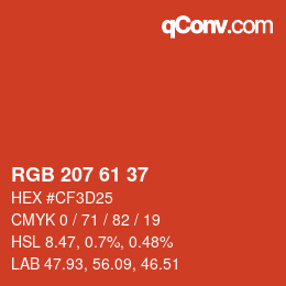 Color code: RGB 207 61 37 | qconv.com