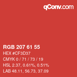颜色代码: RGB 207 61 55 | qconv.com