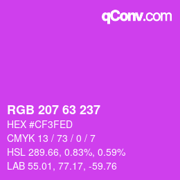 Color code: RGB 207 63 237 | qconv.com