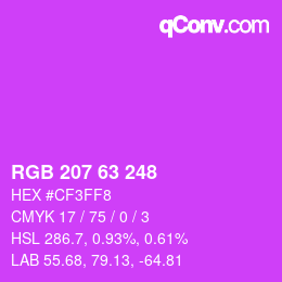 Color code: RGB 207 63 248 | qconv.com