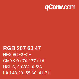 Color code: RGB 207 63 47 | qconv.com