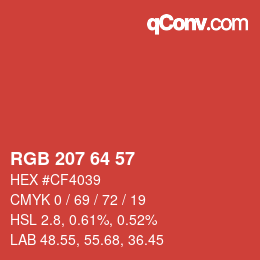 Color code: RGB 207 64 57 | qconv.com