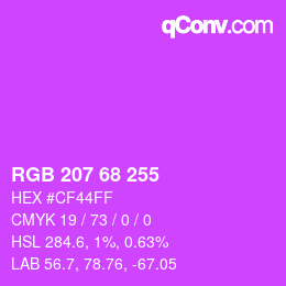 Color code: RGB 207 68 255 | qconv.com