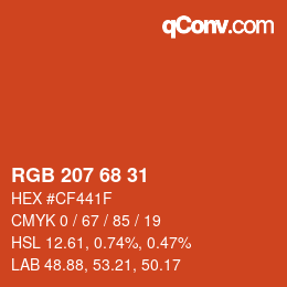 Color code: RGB 207 68 31 | qconv.com