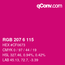 カラーコード: RGB 207 6 115 | qconv.com