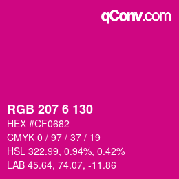 Color code: RGB 207 6 130 | qconv.com