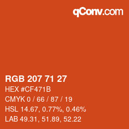 Color code: RGB 207 71 27 | qconv.com