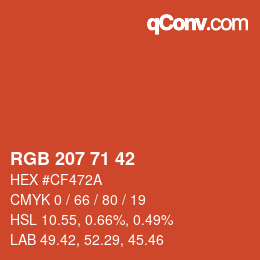 Código de color: RGB 207 71 42 | qconv.com