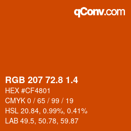 カラーコード: RGB 207 72.8 1.4 | qconv.com