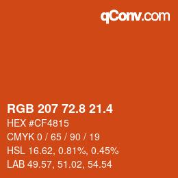 カラーコード: RGB 207 72.8 21.4 | qconv.com