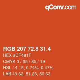 カラーコード: RGB 207 72.8 31.4 | qconv.com
