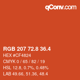 カラーコード: RGB 207 72.8 36.4 | qconv.com