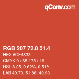 カラーコード: RGB 207 72.8 51.4 | qconv.com