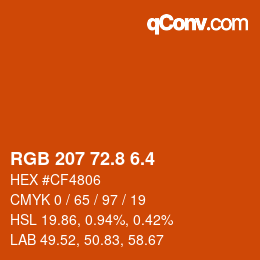 カラーコード: RGB 207 72.8 6.4 | qconv.com