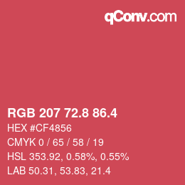 カラーコード: RGB 207 72.8 86.4 | qconv.com