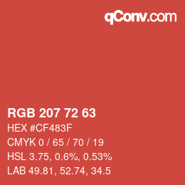 Color code: RGB 207 72 63 | qconv.com