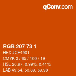 Color code: RGB 207 73 1 | qconv.com