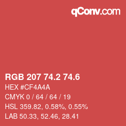 カラーコード: RGB 207 74.2 74.6 | qconv.com
