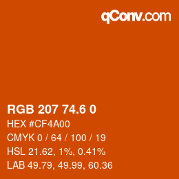 カラーコード: RGB 207 74.6 0 | qconv.com