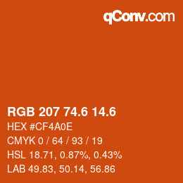 カラーコード: RGB 207 74.6 14.6 | qconv.com