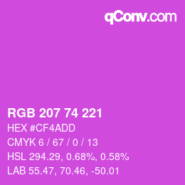 Color code: RGB 207 74 221 | qconv.com