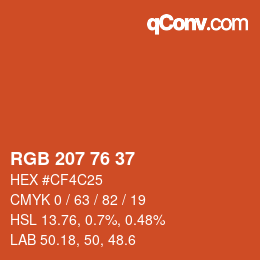 Color code: RGB 207 76 37 | qconv.com