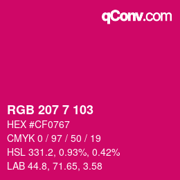 カラーコード: RGB 207 7 103 | qconv.com