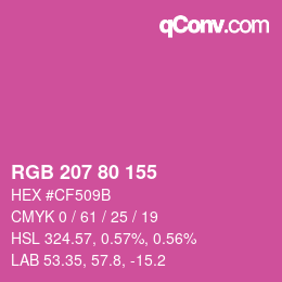 カラーコード: RGB 207 80 155 | qconv.com