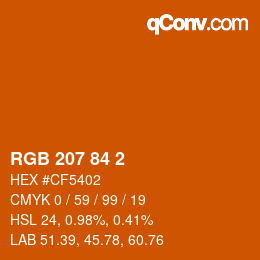 Farbcode: RGB 207 84 2 | qconv.com
