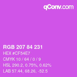 カラーコード: RGB 207 84 231 | qconv.com