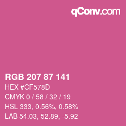 カラーコード: RGB 207 87 141 | qconv.com