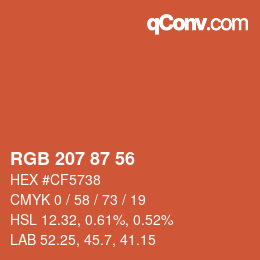Color code: RGB 207 87 56 | qconv.com