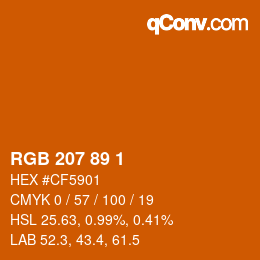 カラーコード: RGB 207 89 1 | qconv.com