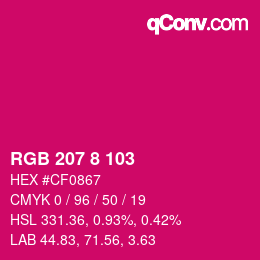 颜色代码: RGB 207 8 103 | qconv.com