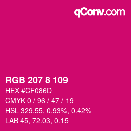 Color code: RGB 207 8 109 | qconv.com