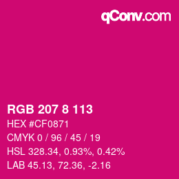 Color code: RGB 207 8 113 | qconv.com