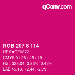 Color code: RGB 207 8 114 | qconv.com
