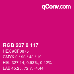 颜色代码: RGB 207 8 117 | qconv.com
