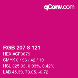 Color code: RGB 207 8 121 | qconv.com