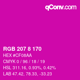 Color code: RGB 207 8 170 | qconv.com