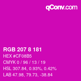 颜色代码: RGB 207 8 181 | qconv.com