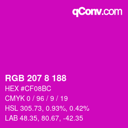 颜色代码: RGB 207 8 188 | qconv.com