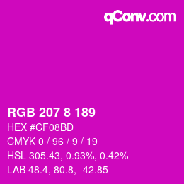 Color code: RGB 207 8 189 | qconv.com
