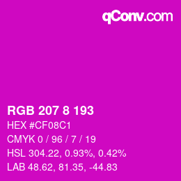 Color code: RGB 207 8 193 | qconv.com